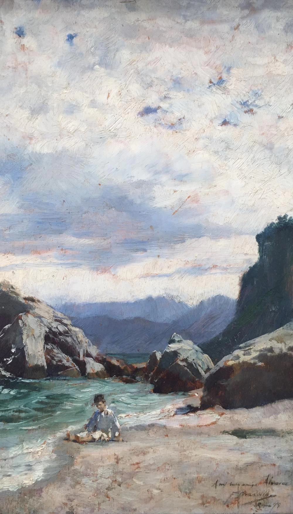 Paesaggio con lago e montagne